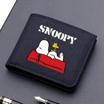 Snoopy Canvas Wallet Short Folding Purse Cute Boy Card Holder Fashion Kids Coin Photo Case