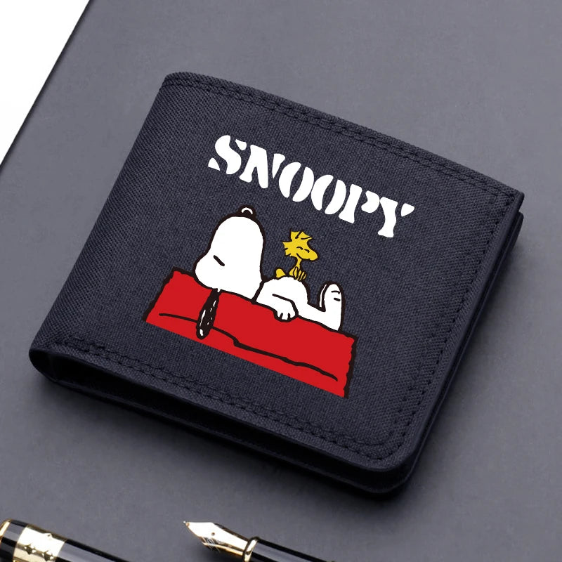 Snoopy Canvas Wallet  Short Folding Purse Cute Boy Card Holder Fashion Kids Coin Photo Case