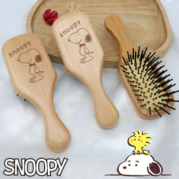 Snoopy Wood Comb Professional Healthy Paddle Cushion Hair Loss Massage Brush Hairbrush Comb