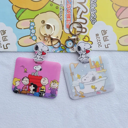 Snoopy   Hanging Id Card Holder Student Anti Loss Credit Card Anime Protective Cover Cute Girl Children Gift