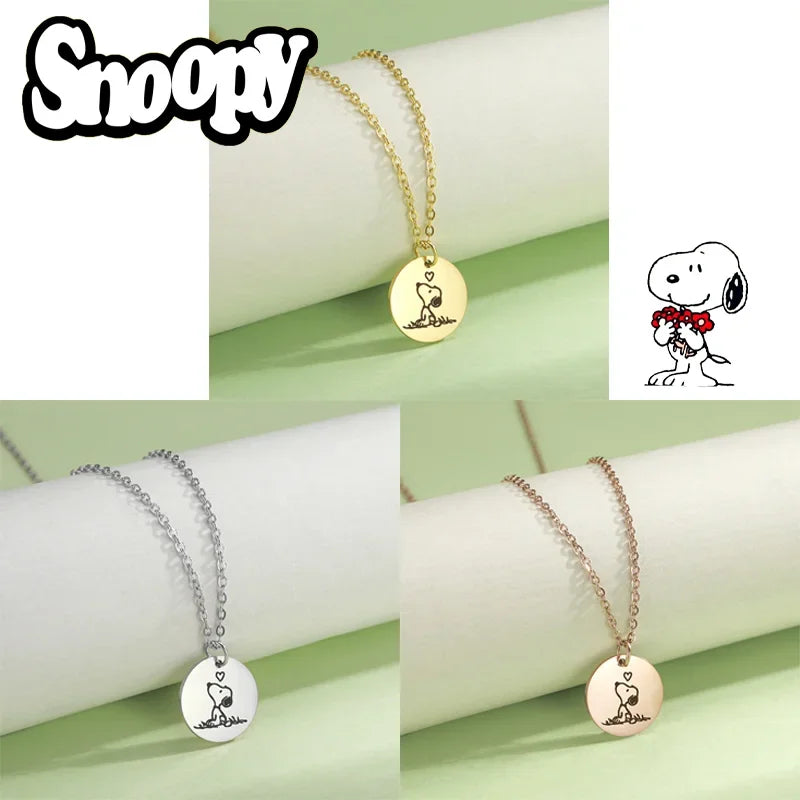 Snoopy Fashion Pendant – Vintage Stainless Steel Necklace for Women & Girls
