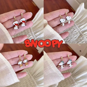 Snoopy Cartoon Earrings – Simple Creative Metal Ear Accessories for Girls