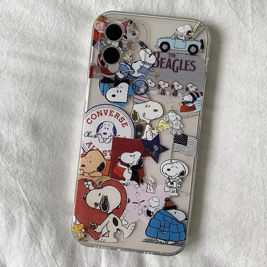 Snoopy Y2K Clear Soft TPU Phone Case for iPhone 7–16 Pro Max