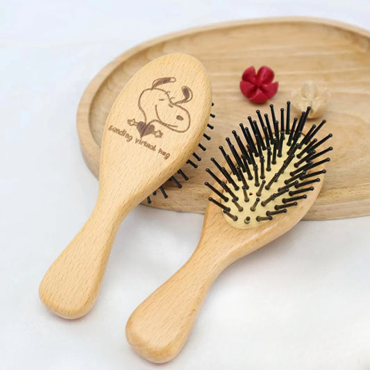Snoopy Wood Comb Professional Healthy Paddle Cushion Hair Loss Massage Brush Hairbrush Comb