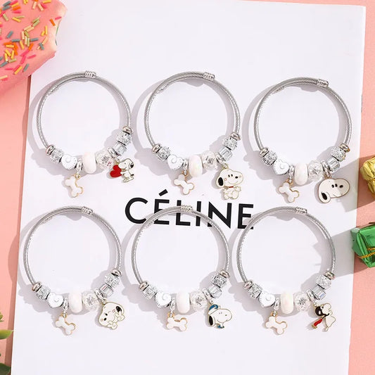 Snoopy Bracelet Women Silver Girls Adjustable Fashion Kids Jewelry Bracelets Bangle Gifts