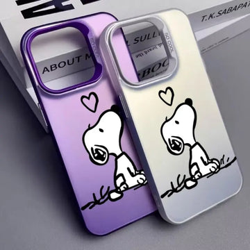 Love Heart Snoopy Phone Case For IPhone 11 12 13 14 15 16 Pro Max Plus 12 13 Mini XR X XS Max 7 8 Plus 16E Laser IMD Cover