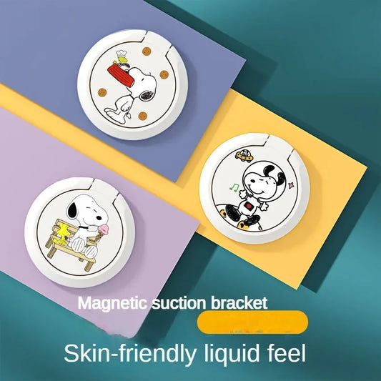 Cute Snoopy Finger Ring Stand – Magnetic Phone Holder for Girls & Women