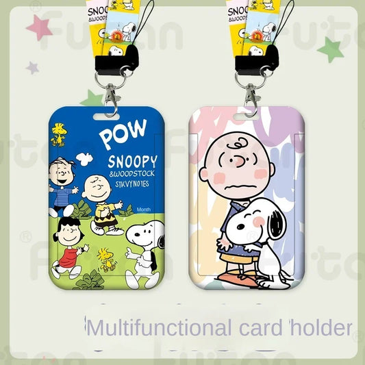 Snoopy Card Cases Hanging Neck Strap  Holder Campus  Meal Bus Kids ID Card  Cover Hold