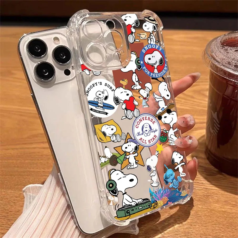 Cute Snoopy Soft Case – Flexible Silicone Cover for iPhone 7, 8, X, 11–16 Pro Max
