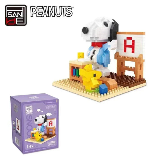 Snoopy  Building Blocks Street  Character Scene Model Bricks Desktop Decoration Children DIY Toys