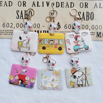 Snoopy   Hanging Id Card Holder Student Anti Loss Credit Card Anime Protective Cover Cute Girl Children Gift