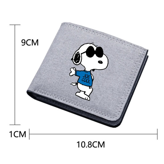 Snoopy Canvas Wallet  Short Folding Purse Cute Boy Card Holder Fashion Kids Coin Photo Case