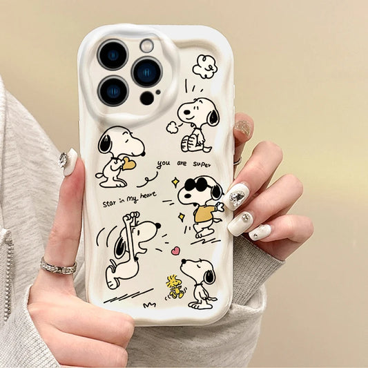 Fashion Cute Cartoon Snoopy Phone Case For iPhone 16 Pro Max Case 15 14 13 12 11 8 7 Pro X XR XS Max Dustproof Shockproof Cover