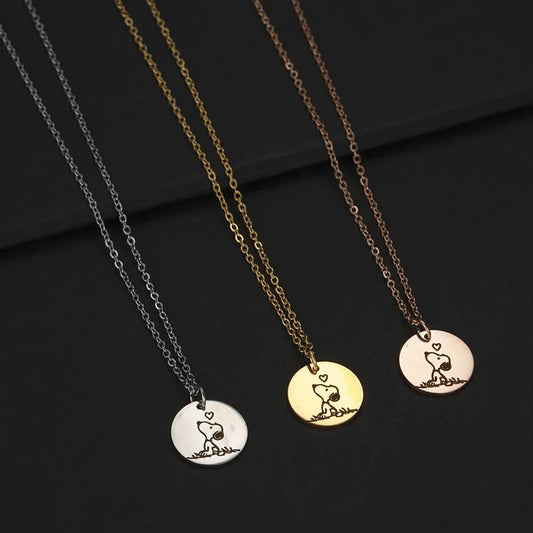 Snoopy Fashion Pendant – Vintage Stainless Steel Necklace for Women & Girls