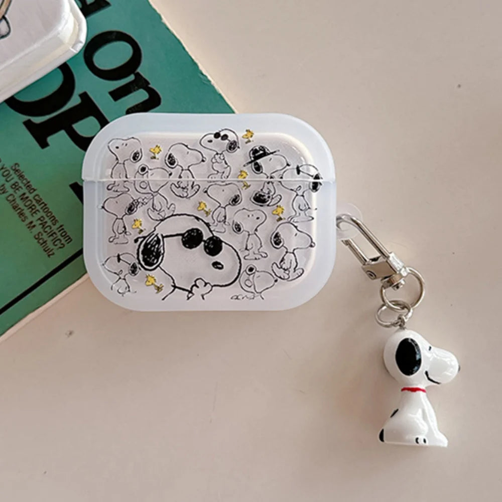 Miniso Snoopy Charlie Cartoon With Pendant Earphone Case For Airpods 4 Pro 2 3 Wireless Bluetooth Headset For Airpods Pro2 Cover