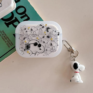 Miniso Snoopy Charlie Cartoon With Pendant Earphone Case For Airpods 4 Pro 2 3 Wireless Bluetooth Headset For Airpods Pro2 Cover