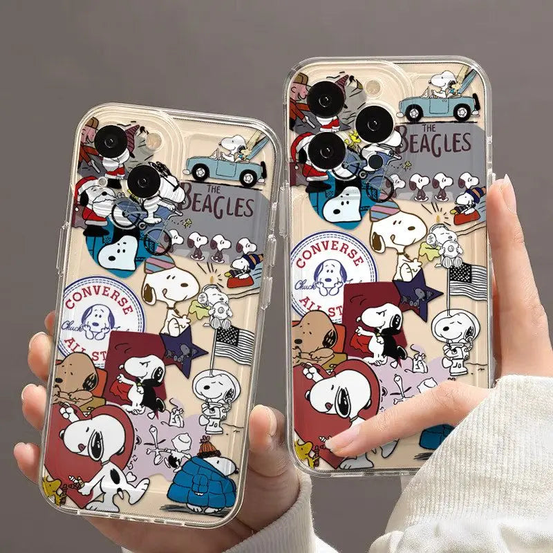 Snoopy Y2K Clear Soft TPU Phone Case for iPhone 7–16 Pro Max