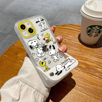 Snoopy Phone Case with Stand – Cute Transparent Cover for iPhone 16 15 14 13 12 11 & More