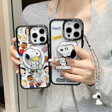 Anime Cartoon Cute Snoopy Snoopy Family Collection Phone Case For iPhone16 15 14 13 12 11ProMAX with Magnetic Stand Shockproof