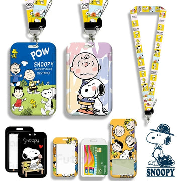 Snoopy Card Cases Hanging Neck Strap  Holder Campus  Meal Bus Kids ID Card  Cover Hold
