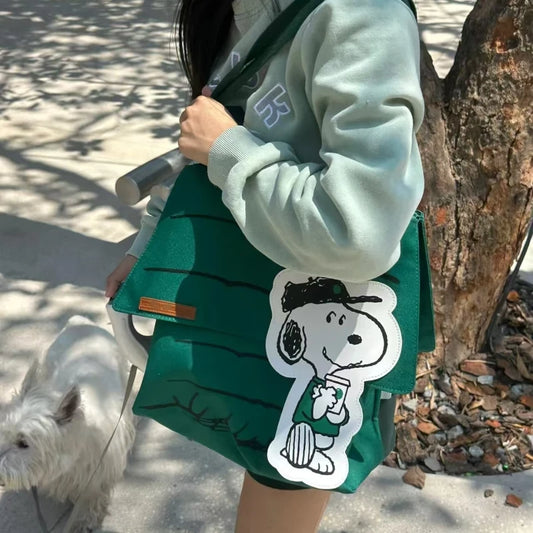 New Snoopy Large Capacity Print Casual Lazy Style Small Fresh Tote Bag Girls Travel Shoulder Bag