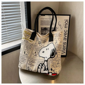 Snoopy  Canvas Bag  High Capacity  Fashion  Handbag Versatile One Shoulder Tote Bag for Girls and Women