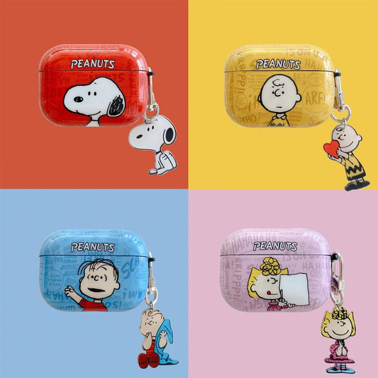 Cute Cartoon Snoopy Charlie Brown Lucy EarPhone Case For AirPods 1 2 3 Pro 2021 Wireless Bluetooth Headset Protective IMD Cover