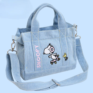Snoopy    Animation Student Cute Embroidery Lunch Crossbody  Tote Bag