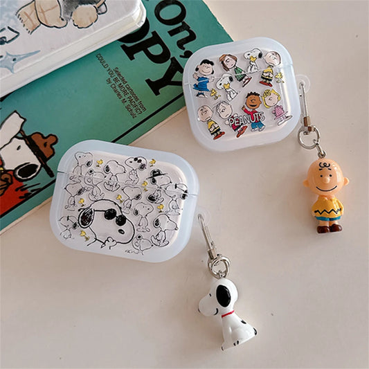 Miniso Snoopy Charlie Cartoon With Pendant Earphone Case For Airpods 4 Pro 2 3 Wireless Bluetooth Headset For Airpods Pro2 Cover